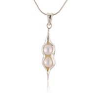 SILVER TWO PEARLS IN A PEAPOD NECKLACE