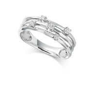 MULTISTRAND 18ct WHITE GOLD RING WITH 5 DIAMONDS
