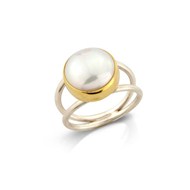 GOLD, PEARL & SILVER SPLIT BAND RING
