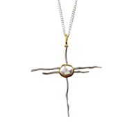 DRAGONFLY CROSS WITH PEARL SET IN GOLD