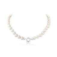 MEDIUM WHITE POTATO PEARL NECKLACE WITH BOLT RING CLASP