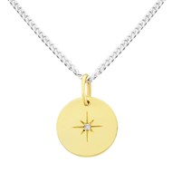 NORTH STAR SOLID 9ct GOLD DISC WITH DIAMOND INSET