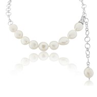 LARGE WHITE PEARL NECKLACE WITH PEARL DROP
