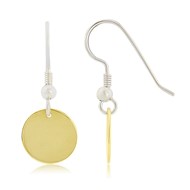 9ct GOLD DISC EARRINGS WITH SILVER HOOKS