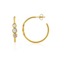 18ct GOLD PLATED HOOP EARRINGS WITH DIAMONDS