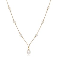 GOLD NECKLACE WITH SMALL PEARLS AND WHITE PEARL DROP