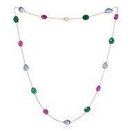RUBY EMERALD & SAPPHIRE 18ct GOLD NECKLACE