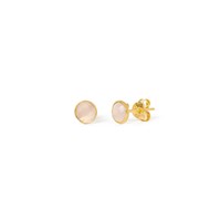 ROUND PINK CHALCEDONY STUD EARRINGS IN GOLD VERMEIL