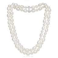 DOUBLE STRAND ROUND & OVAL PEARL NECKLACE