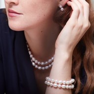 DOUBLE STRAND ROUND & OVAL PEARL BRACELET
