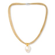 TEN STRAND GOLD MESH NECKLACE WITH LARGE PEARL