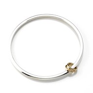 SILVER BANGLE WITH 9CT GOLD RINGS