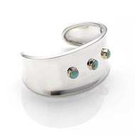 SILVER CUFF WITH TURQUOISE IN GOLD